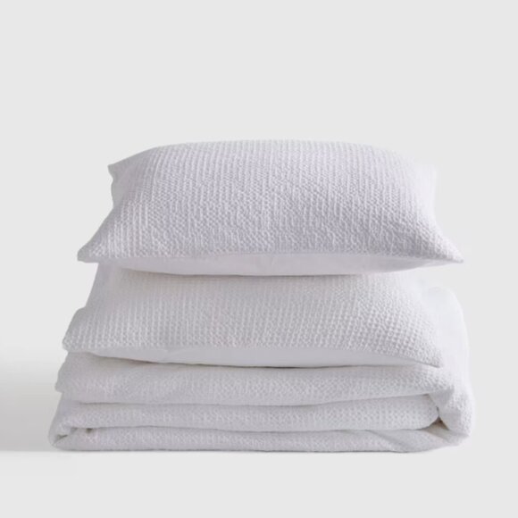 Quince Other - NWOT Quince Organic Luxe Waffle Twin Duvet Cover Set White Retail $99 (Q17) 5⭐'s